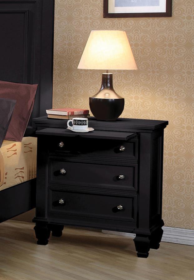 Sandy Beach 3-drawer Nightstand Black 201322 Coaster FredCo