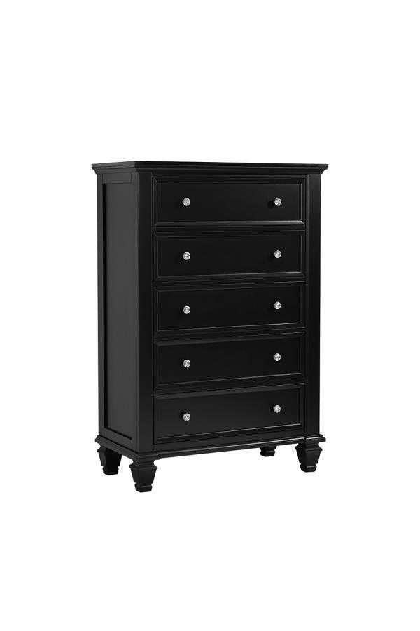Sandy Beach 5-drawer Chest Black 201325 Coaster FredCo