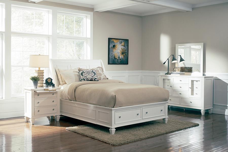 Sandy Beach Storage Bedroom Set with Sleigh Headboard Coaster Queen, 5 Piece FredCo