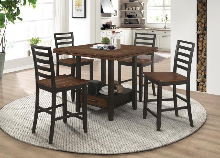 Sanford 5-piece Round Counter Dining Set Cinnamon and Espresso 192728-S5 Coaster FredCo