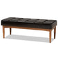 Sanford Mid-Century Modern Dark Brown Faux Leather Upholstered and Walnut Brown Finished Wood Dining Bench FredCo
