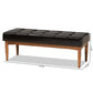 Sanford Mid-Century Modern Dark Brown Faux Leather Upholstered and Walnut Brown Finished Wood Dining Bench FredCo
