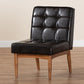Sanford Mid-Century Modern Dark Brown Faux Leather Upholstered and Walnut Brown Finished Wood Dining Chair FredCo