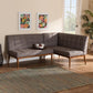 Sanford Mid-Century Modern Grey Fabric Upholstered and Walnut Brown Finished Wood 2-Piece Dining Nook Banquette Set FredCo
