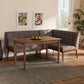 Sanford Mid-Century Modern Grey Fabric Upholstered and Walnut Brown Finished Wood 3-Piece Dining Nook Set FredCo