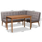 Sanford Mid-Century Modern Grey Fabric Upholstered and Walnut Brown Finished Wood 3-Piece Dining Nook Set FredCo