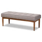 Sanford Mid-Century Modern Grey Fabric Upholstered and Walnut Brown Finished Wood 4-Piece Dining Nook Set FredCo