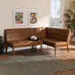 Sanford Mid-Century Modern Tan Faux Leather Upholstered and Walnut Brown Finished Wood 2-Piece Dining Nook Banquette Set FredCo