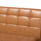Sanford Mid-Century Modern Tan Faux Leather Upholstered and Walnut Brown Finished Wood 2-Piece Dining Nook Banquette Set FredCo
