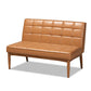 Sanford Mid-Century Modern Tan Faux Leather Upholstered and Walnut Brown Finished Wood 3-Piece Dining Nook Set FredCo
