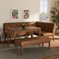 Sanford Mid-Century Modern Tan Faux Leather Upholstered and Walnut Brown Finished Wood 4-Piece Dining Nook Set FredCo