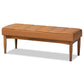 Sanford Mid-Century Modern Tan Faux Leather Upholstered and Walnut Brown Finished Wood 5-Piece Dining Nook Set FredCo