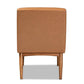 Sanford Mid-Century Modern Tan Faux Leather Upholstered and Walnut Brown Finished Wood Dining Chair FredCo