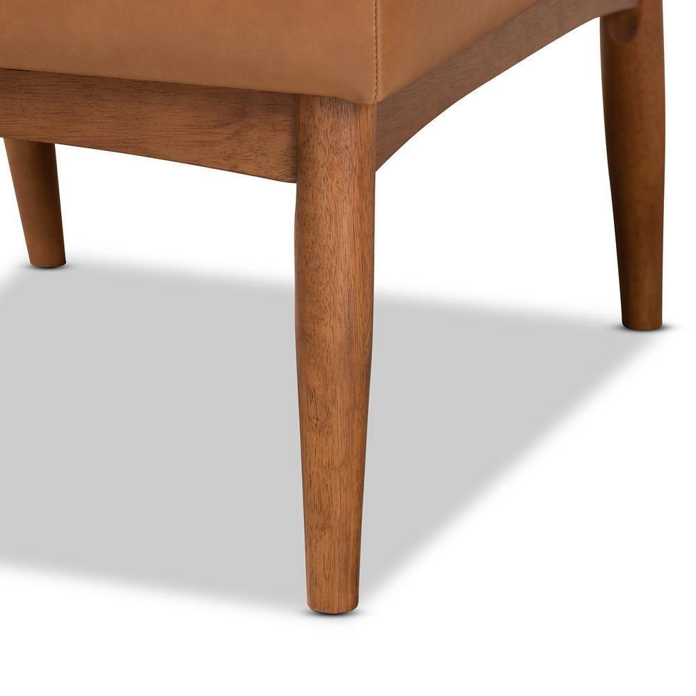 Sanford Mid-Century Modern Tan Faux Leather Upholstered and Walnut Brown Finished Wood Dining Chair FredCo
