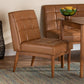 Sanford Mid-Century Modern Tan Faux Leather Upholstered and Walnut Brown Finished Wood Dining Chair FredCo