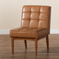 Sanford Mid-Century Modern Tan Faux Leather Upholstered and Walnut Brown Finished Wood Dining Chair FredCo