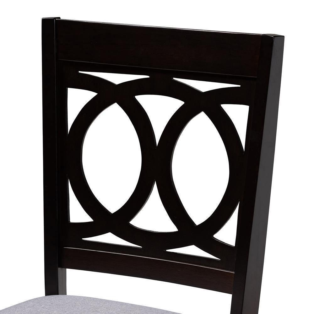 Sanne Modern and Contemporary Grey Fabric Upholstered and Dark Brown Finished Wood 5-Piece Dining Set FredCo