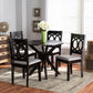 Sanne Modern and Contemporary Grey Fabric Upholstered and Dark Brown Finished Wood 5-Piece Dining Set FredCo