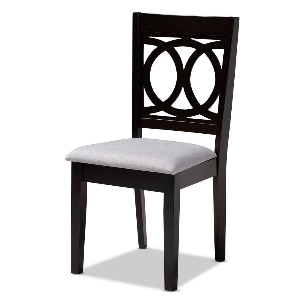 Sanne Modern and Contemporary Grey Fabric Upholstered and Dark Brown Finished Wood 5-Piece Dining Set FredCo
