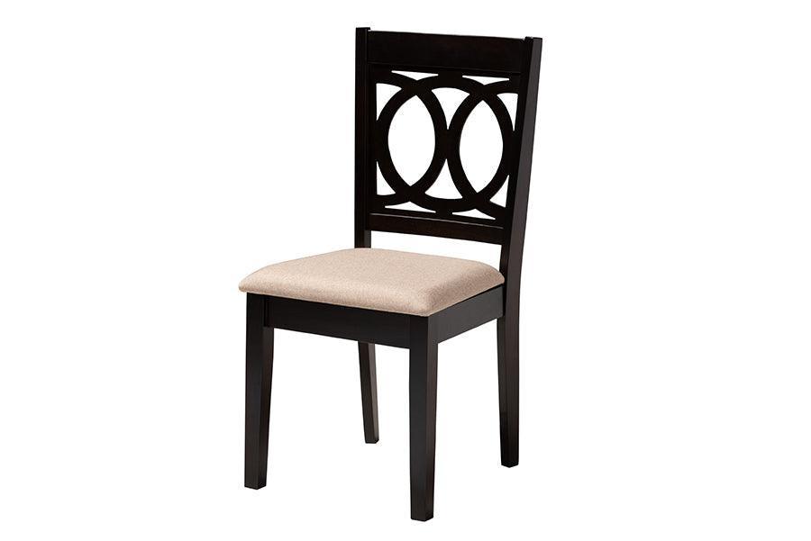 Sanne Modern Beige Fabric and Espresso Brown Finished Wood 5-Piece Dining Set FredCo