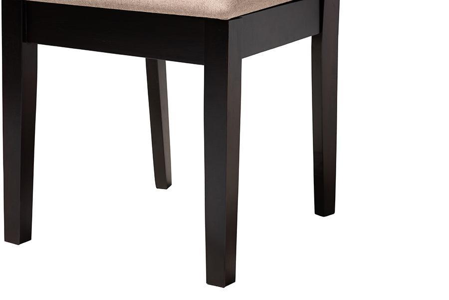 Sanne Modern Beige Fabric and Espresso Brown Finished Wood 5-Piece Dining Set FredCo