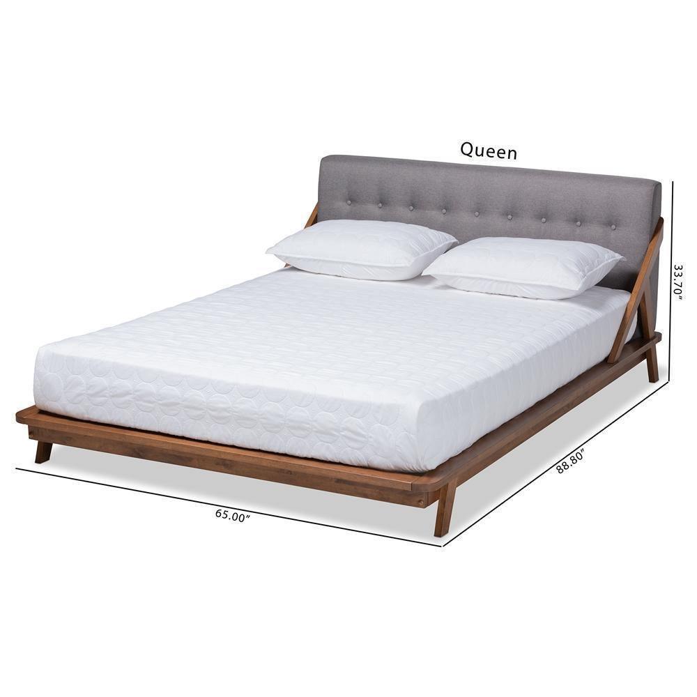 Sante Mid-Century Modern Grey Fabric Upholstered Wood Full Size Platform Bed FredCo