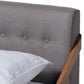 Sante Mid-Century Modern Grey Fabric Upholstered Wood Full Size Platform Bed FredCo