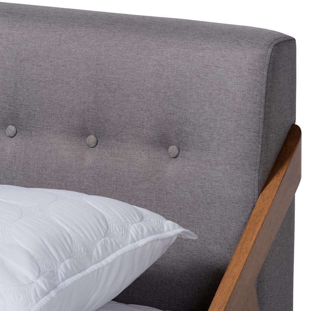Sante Mid-Century Modern Grey Fabric Upholstered Wood King Size Platform Bed FredCo
