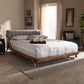 Sante Mid-Century Modern Grey Fabric Upholstered Wood King Size Platform Bed FredCo
