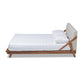 Sante Mid-Century Modern Light Beige Fabric Upholstered Wood Full Size Platform Bed FredCo