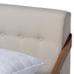 Sante Mid-Century Modern Light Beige Fabric Upholstered Wood Full Size Platform Bed FredCo