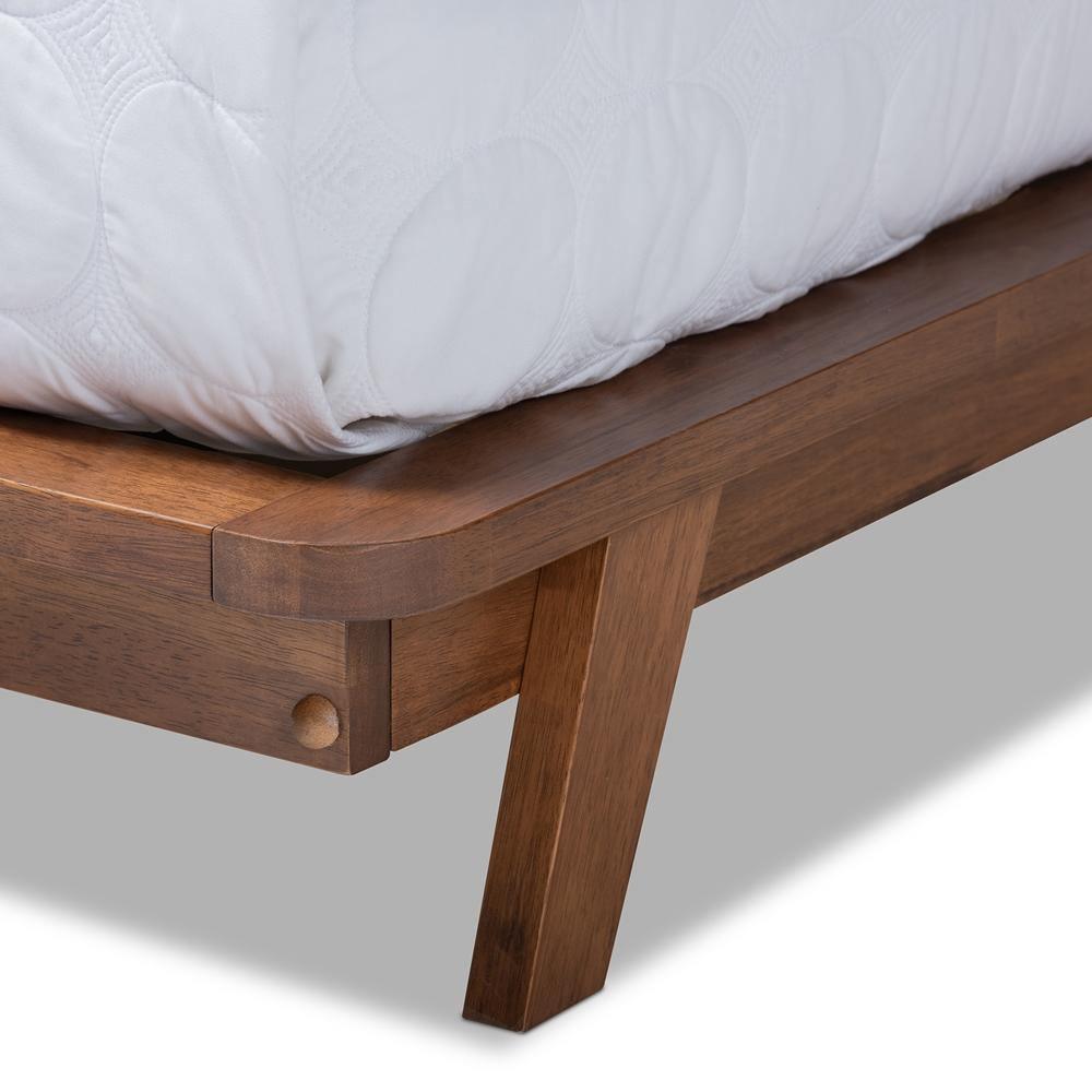 Sante Mid-Century Modern Light Beige Fabric Upholstered Wood Full Size Platform Bed FredCo