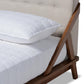 Sante Mid-Century Modern Light Beige Fabric Upholstered Wood Full Size Platform Bed FredCo
