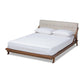Sante Mid-Century Modern Light Beige Fabric Upholstered Wood King Size Platform Bed FredCo