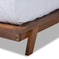 Sante Mid-Century Modern Light Beige Fabric Upholstered Wood King Size Platform Bed FredCo