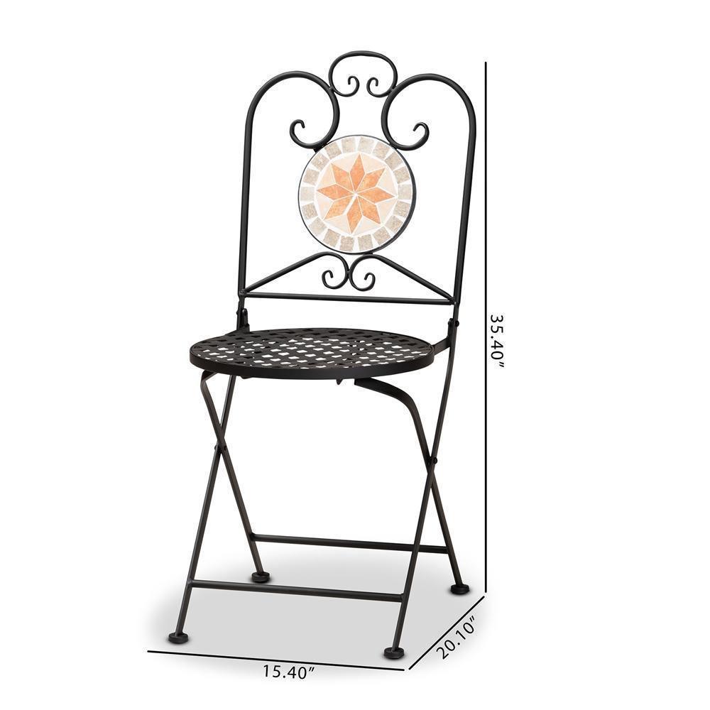 Santina Modern and Contemporary Black Metal 2-Piece Outdoor Dining Chair Set FredCo