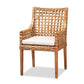 Saoka Modern and Contemporary Natural Brown Finished Wood and Rattan Dining Chair FredCo