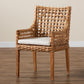 Saoka Modern and Contemporary Natural Brown Finished Wood and Rattan Dining Chair FredCo
