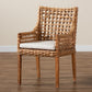 Saoka Modern and Contemporary Natural Brown Finished Wood and Rattan Dining Chair FredCo