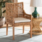 Saoka Modern and Contemporary Natural Brown Finished Wood and Rattan Dining Chair FredCo