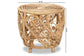 Saranna Modern Bohemian Natural Brown Finished Rattan End Table FredCo