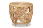 Saranna Modern Bohemian Natural Brown Finished Rattan End Table FredCo