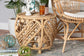 Saranna Modern Bohemian Natural Brown Finished Rattan End Table FredCo