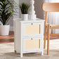 Sariah Mid-Century Modern White Finished Wood and Rattan 2-Door Nightstand FredCo