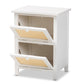 Sariah Mid-Century Modern White Finished Wood and Rattan 2-Door Nightstand FredCo