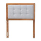 Sarine Mid-Century Modern Light Grey Fabric Upholstered and Walnut Brown Finished Wood Twin Size Headboard FredCo