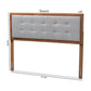 Sarine Mid-Century Modern Light Grey Fabric Upholstered Walnut Brown Finished Wood Full Size Headboard FredCo