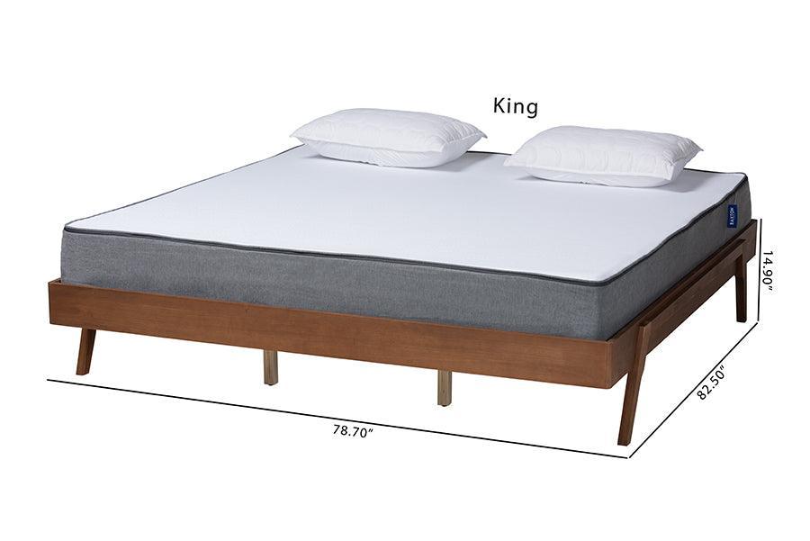 Sarita Mid-Century Modern Ash Walnut Finished Wood King Size Bed Frame FredCo
