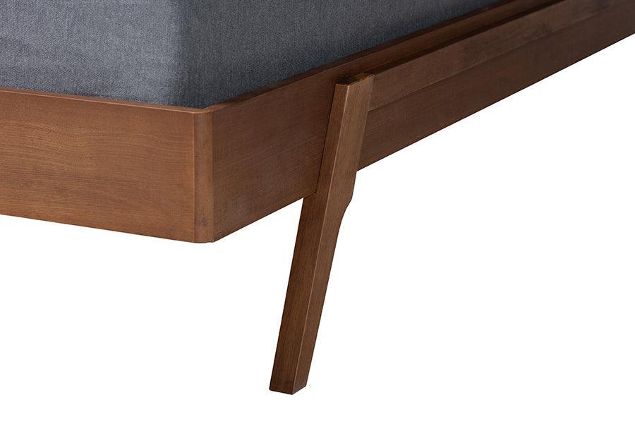 Sarita Mid-Century Modern Ash Walnut Finished Wood King Size Bed Frame FredCo