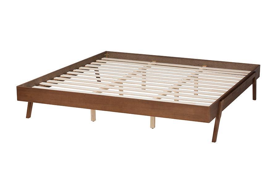 Sarita Mid-Century Modern Ash Walnut Finished Wood King Size Bed Frame FredCo